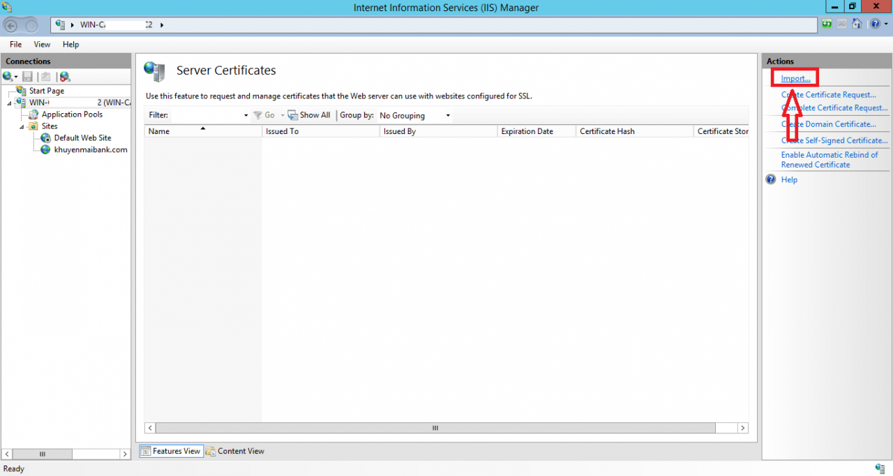 Hướng Dẫn Cài SSL trên IIS 8 Windows Server 2012