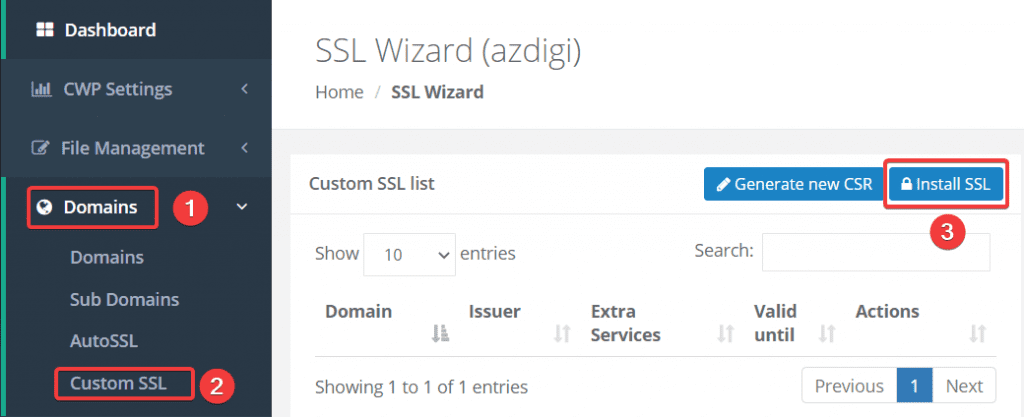Cài đặt SSL có phí trên Centos Web Panel