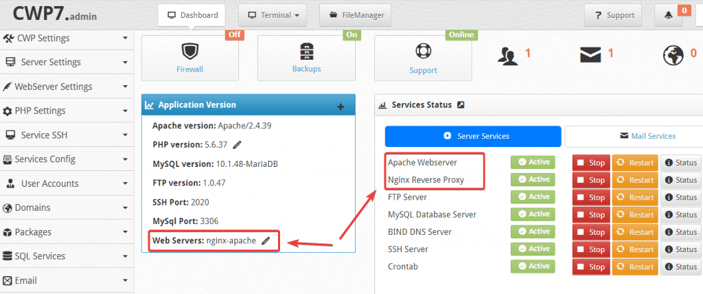 Chuyển đổi Webserver trên Centos Web Panel