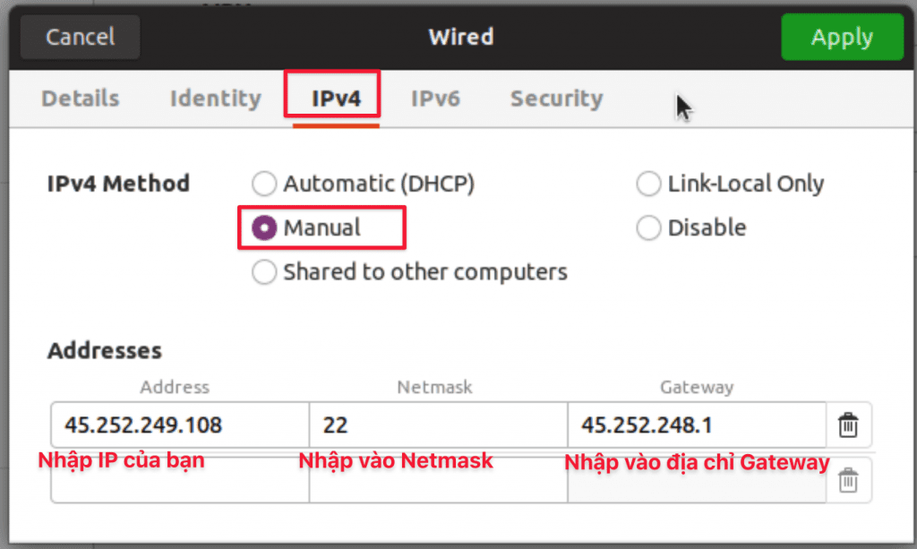 cấu hình IP Static trên Ubuntu