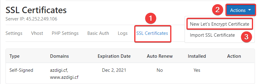 cài đặt SSL Let's Encrypt trên CloudPanel
