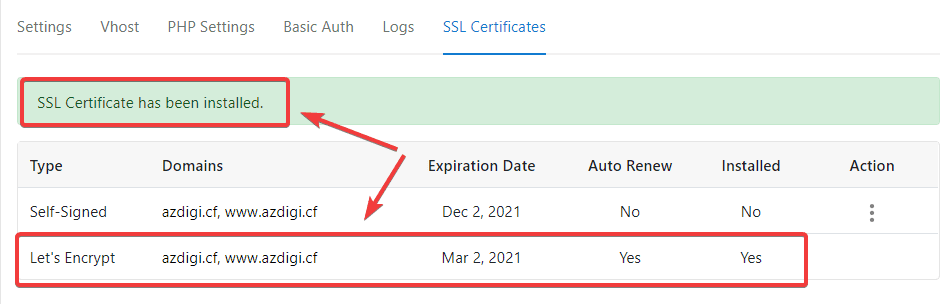 cài đặt SSL Let's Encrypt trên CloudPanel