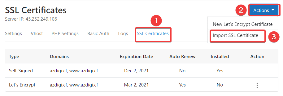Cài đặt SSL trả phí trên CloudPanel