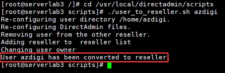 Hướng dẫn nâng cấp User lên Reseller bằng command trên Directadmin