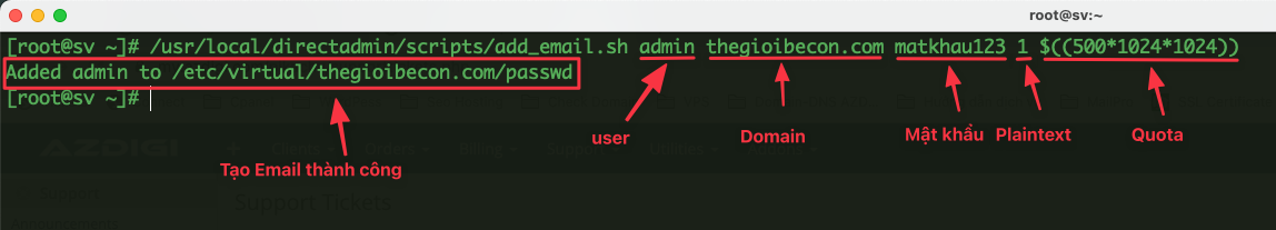 Create Email by command line on DirectAdmin