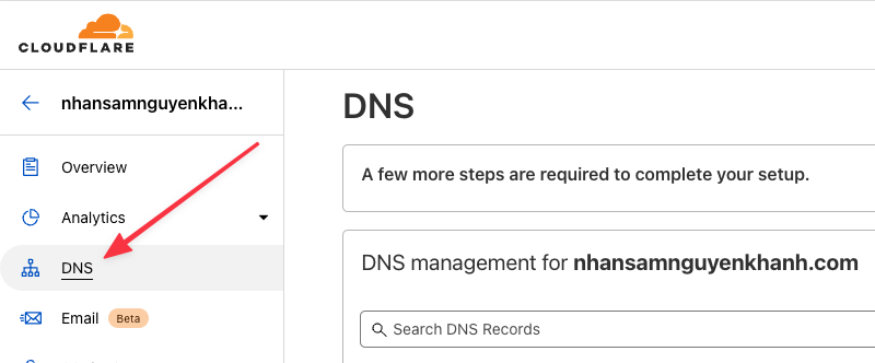 Trỏ các bản ghi DNS