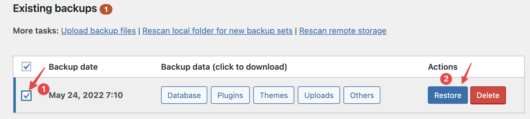 Hướng dẫn chuyển dữ liệu từ File Backup UpdraftPlus